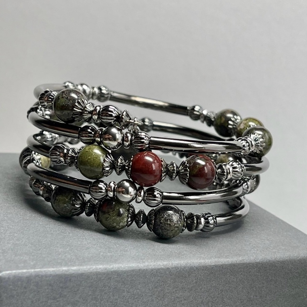 Dragon Blood Jasper Gemstone Wrap Bracelet